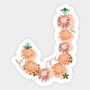 Letter J Floral Sticker